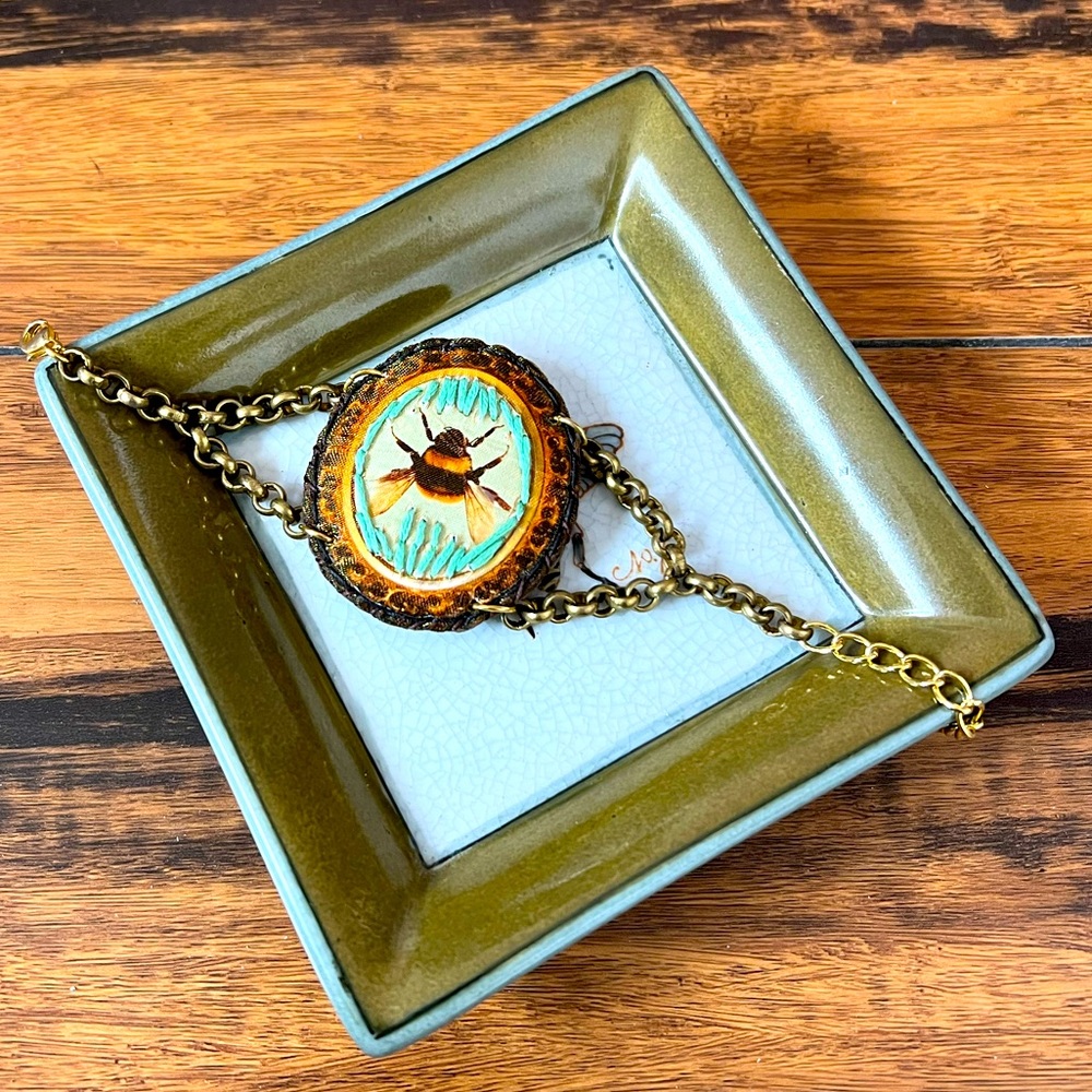 RARE Handmade Loschy Leather & Metal Adjustable Bracelet